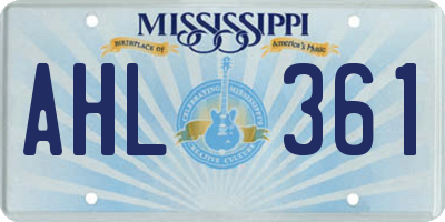 MS license plate AHL361
