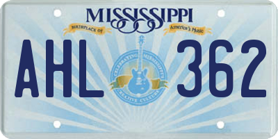 MS license plate AHL362
