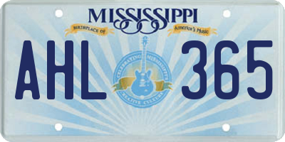 MS license plate AHL365