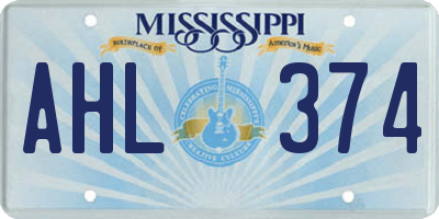 MS license plate AHL374