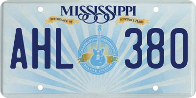 MS license plate AHL380