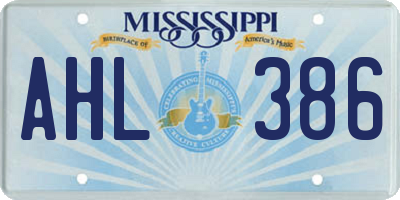 MS license plate AHL386