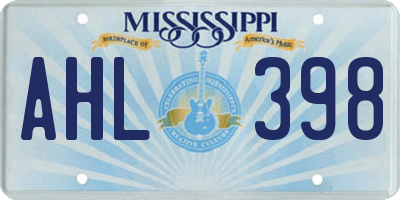 MS license plate AHL398