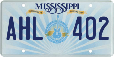 MS license plate AHL402