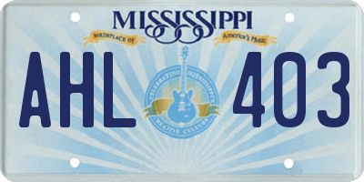 MS license plate AHL403