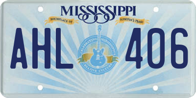 MS license plate AHL406