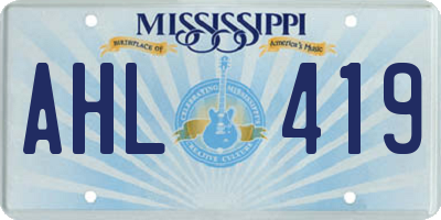 MS license plate AHL419