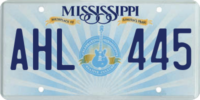 MS license plate AHL445