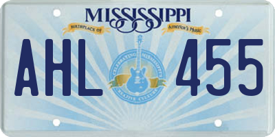 MS license plate AHL455