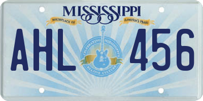 MS license plate AHL456