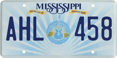 MS license plate AHL458