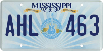 MS license plate AHL463