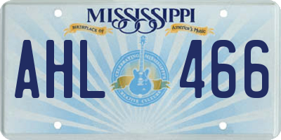 MS license plate AHL466