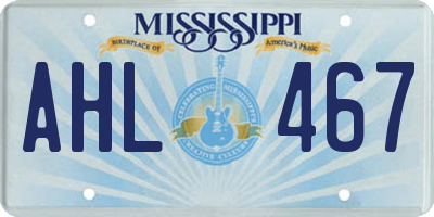 MS license plate AHL467