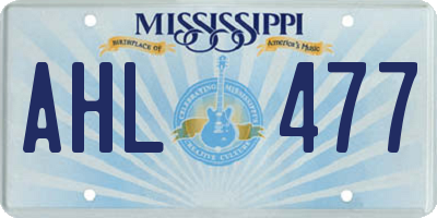 MS license plate AHL477