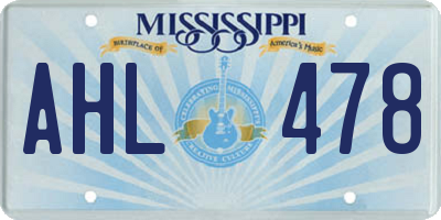 MS license plate AHL478