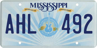 MS license plate AHL492