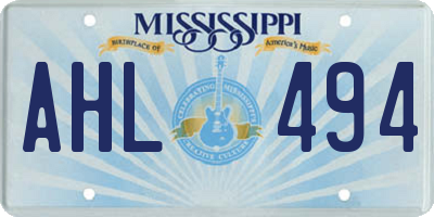 MS license plate AHL494