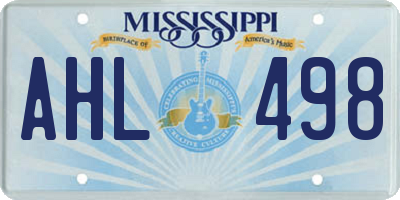MS license plate AHL498