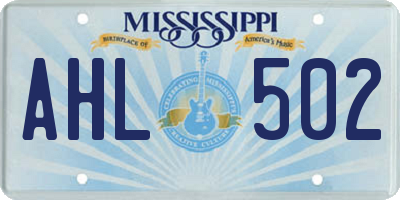 MS license plate AHL502