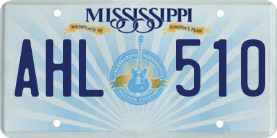MS license plate AHL510