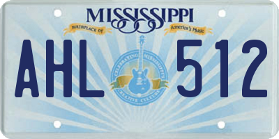 MS license plate AHL512