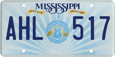 MS license plate AHL517