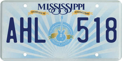 MS license plate AHL518