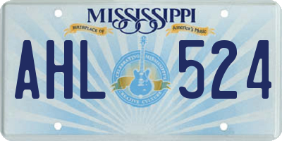 MS license plate AHL524