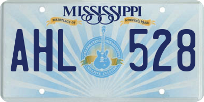 MS license plate AHL528