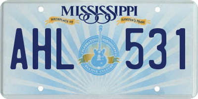 MS license plate AHL531