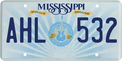 MS license plate AHL532