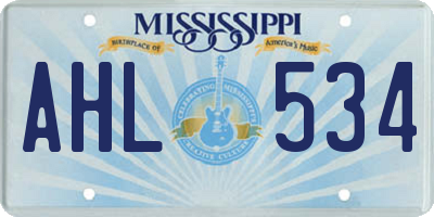 MS license plate AHL534