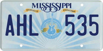MS license plate AHL535