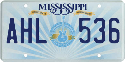 MS license plate AHL536