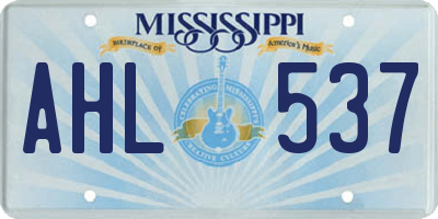 MS license plate AHL537