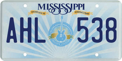 MS license plate AHL538