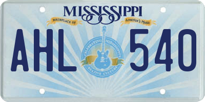MS license plate AHL540