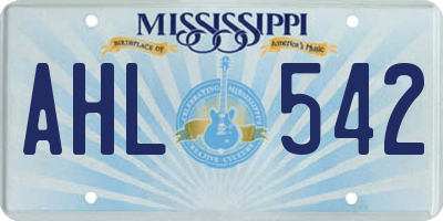 MS license plate AHL542