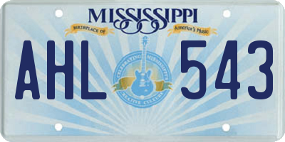 MS license plate AHL543