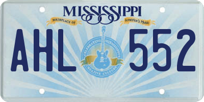 MS license plate AHL552