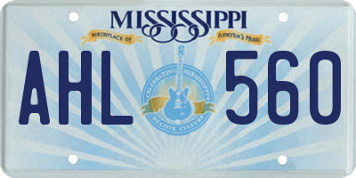 MS license plate AHL560