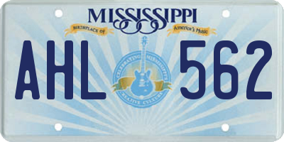 MS license plate AHL562