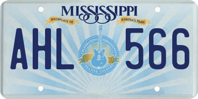 MS license plate AHL566