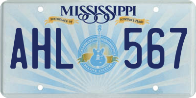MS license plate AHL567