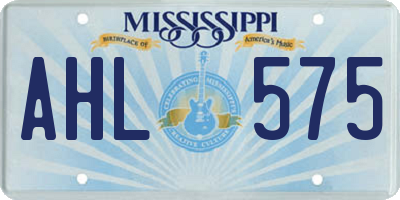 MS license plate AHL575