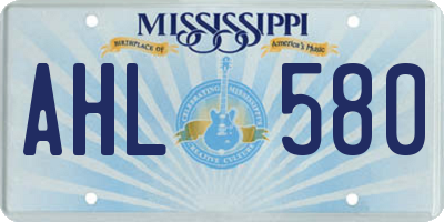 MS license plate AHL580