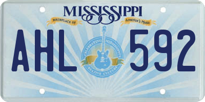 MS license plate AHL592