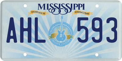 MS license plate AHL593