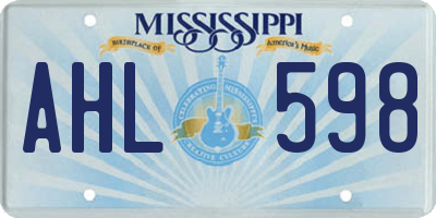 MS license plate AHL598